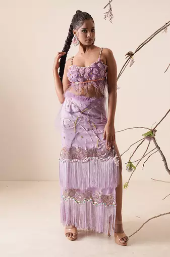 Lavender soft net skirt set