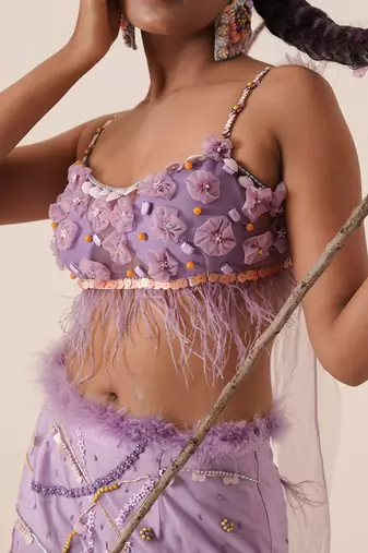 Lavender soft net skirt set
