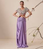 Lavender modal satin skirt set