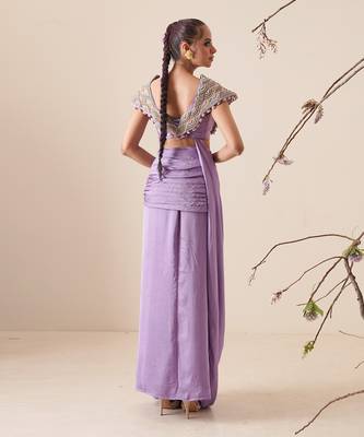 Lavender modal satin skirt set 3