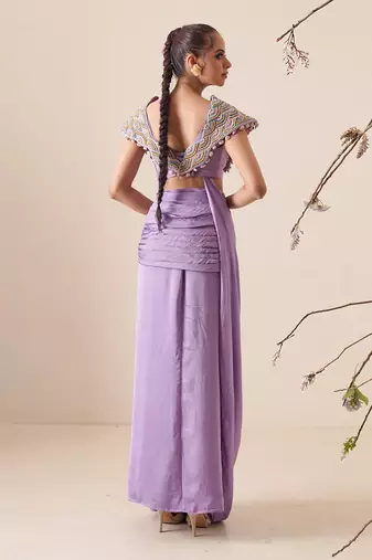 Lavender modal satin skirt set