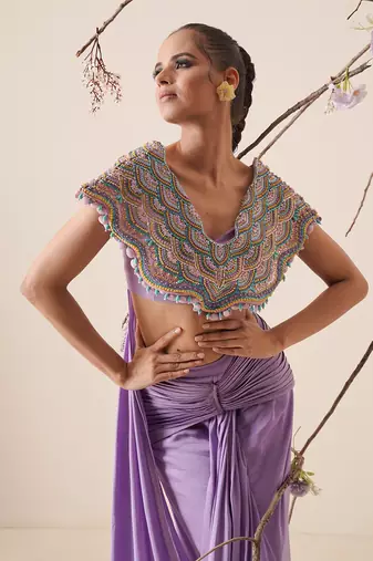 Lavender modal satin skirt set
