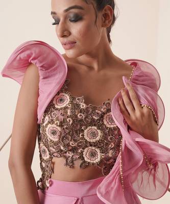 Bright bubble gum pink modal satin skirt set 5