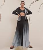 Black modal satin pant set