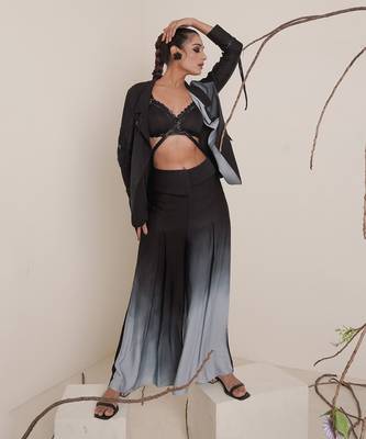 Black modal satin pant set 2