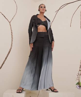 Black modal satin pant set 3