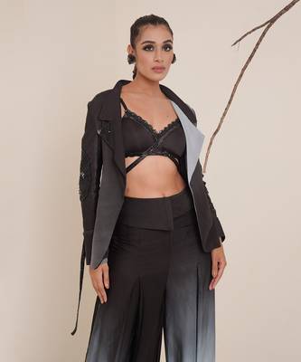 Black modal satin pant set 5