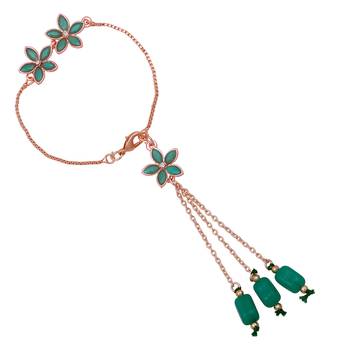 Mahi rose gold plated green crystals floral lumba rakhi for bhabhi (ral1100711zgre) 2