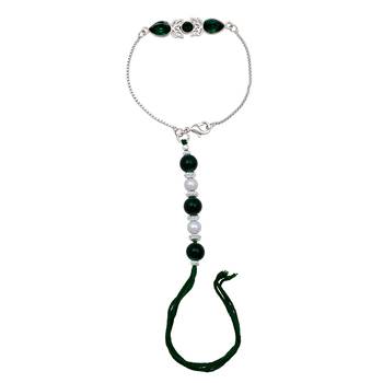 Mahi rhodium plated green crystal lumba rakhi for bhabhi (ral1100714rgre) 1
