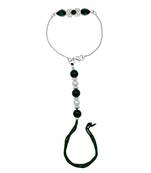 Mahi rhodium plated green crystal lumba rakhi for bhabhi (ral1100714rgre)
