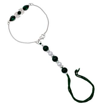 Mahi rhodium plated green crystal lumba rakhi for bhabhi (ral1100714rgre) 2
