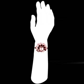 Mahi rose gold plated peacock shaped rakhi with maroon crystals for bhai / brother (ra1100719zmar) 2