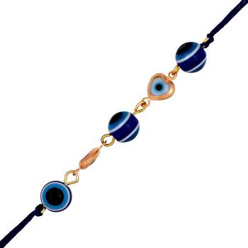 Mahi gold plated auspicious evil eye tiny hearts rakhi for brother (ra1100721g) 1