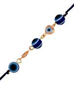 Mahi gold plated auspicious evil eye tiny hearts rakhi for brother (ra1100721g)