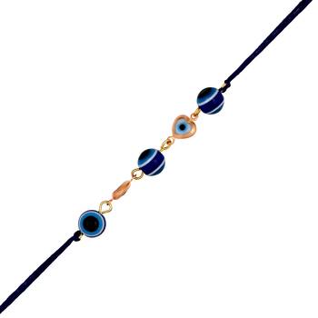 Mahi gold plated auspicious evil eye tiny hearts rakhi for brother (ra1100721g) 3