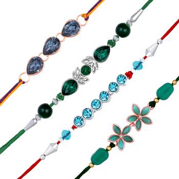 Mahi rakhi multicolor combo of 4 beautiful rakhi set with crystals for men (rco1105542m) 1
