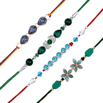 Mahi rakhi multicolor combo of 4 beautiful rakhi set with crystals for men (rco1105542m) 4