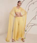 Yellow modal satin pant set
