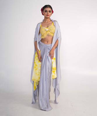 Ice blue modal satin co ord set 1