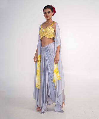 Ice blue modal satin co ord set 3