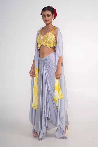 Ice blue modal satin co ord set