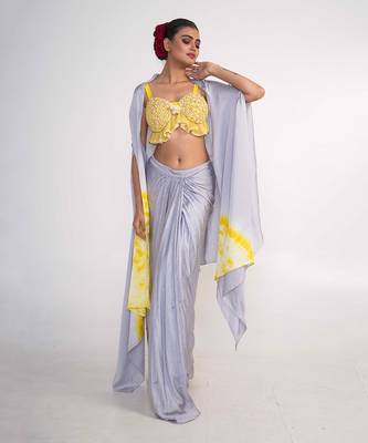 Ice blue modal satin co ord set 4