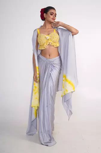 Ice blue modal satin co ord set