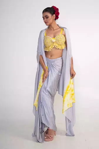 Ice blue modal satin co ord set