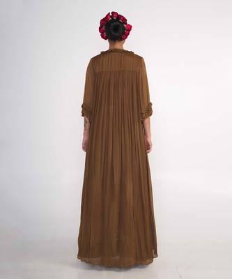 Chocolate brown georgette blend pant set 3