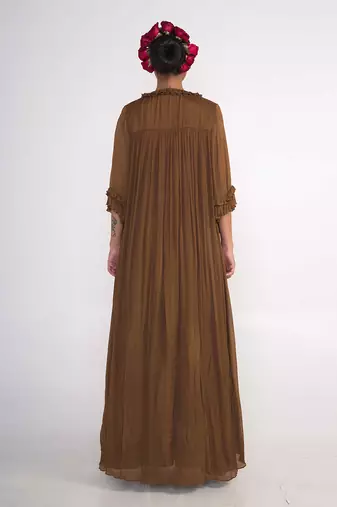 Chocolate brown georgette blend pant set
