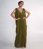 Olive green chiffon dress