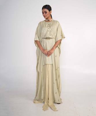 Sage green georgette suit set 1