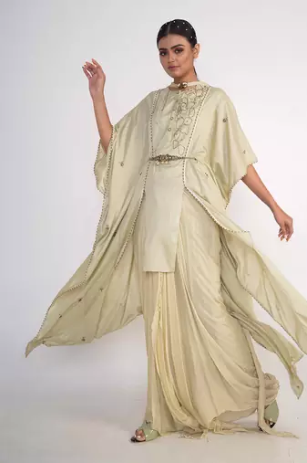 Sage green georgette suit set