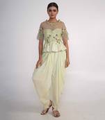 Lime green modal satin peplum set