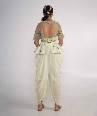 Lime green modal satin peplum set 2