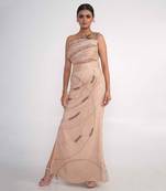 Champagne modal satin and net gown