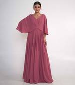 Coral pink georgette gown