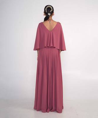 Coral pink georgette gown 3
