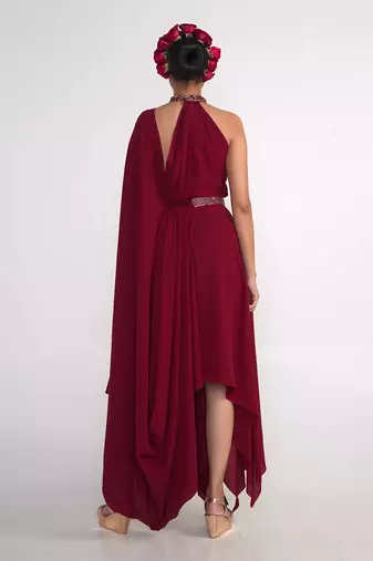 Maroon georgette gown