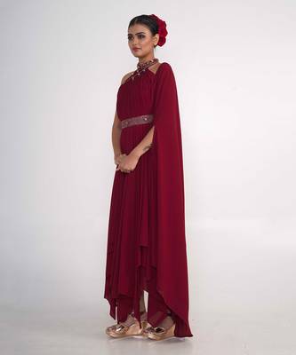 Maroon georgette gown 4