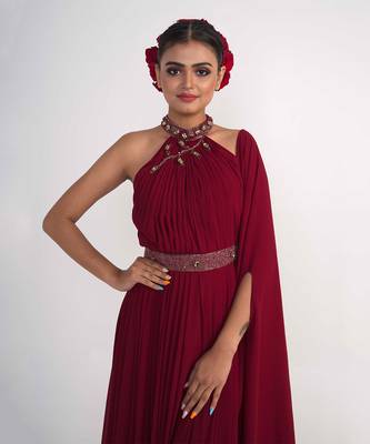 Maroon georgette gown 5