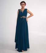 Teal blue georgette gown