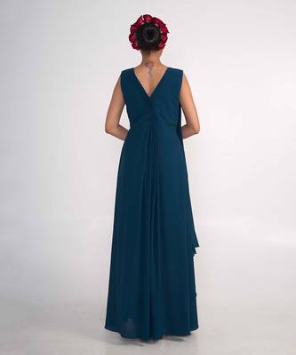 Teal blue georgette gown 3