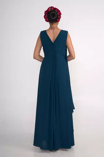 Teal blue georgette gown