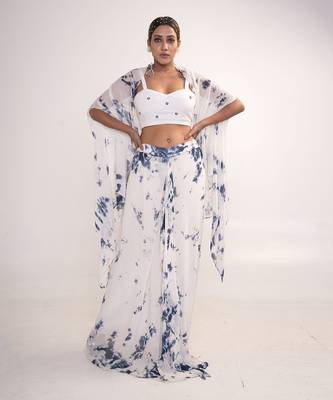 White georgette co ord set 1
