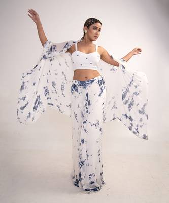 White georgette co ord set 2