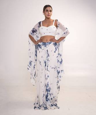 White georgette co ord set 3