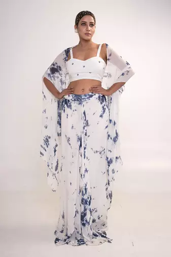White georgette co ord set