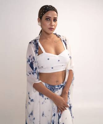 White georgette co ord set 4