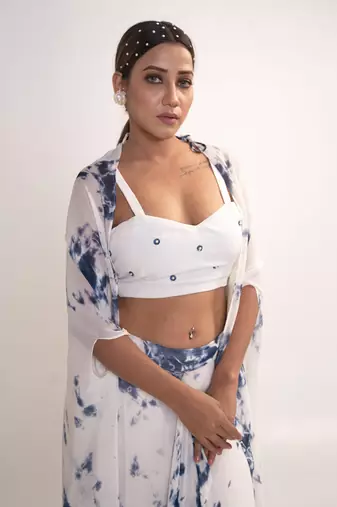 White georgette co ord set